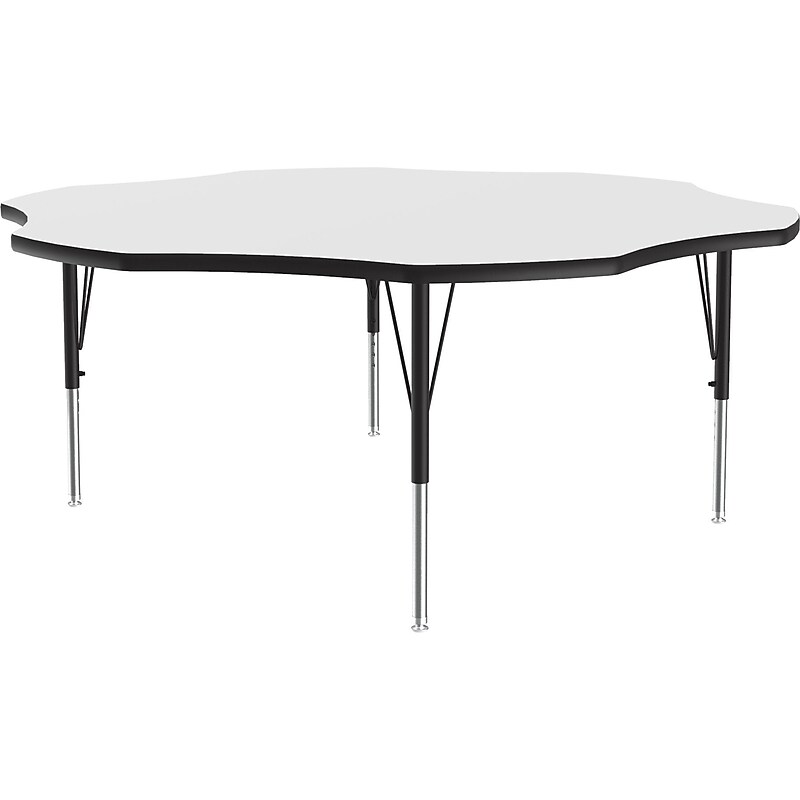 Correll 60" Flower-Shaped Activity Table, Height-Adjustable, Frosty White/Black (A60DE-FLR-80) image 1