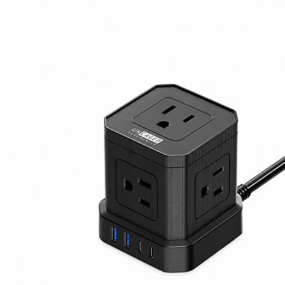 Uncaged Ergonomics Cube 5-Outlet 4-USB Port Surge Protector, 10′, Black (PC-B-C) Simolary simolary.com