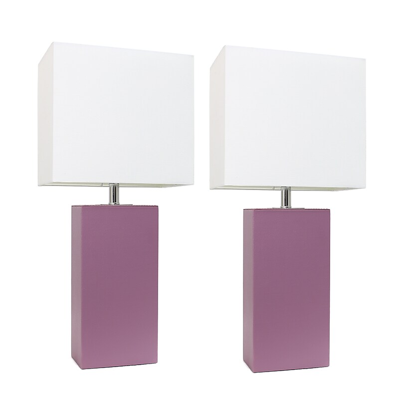 Elegant Designs Leather 21" LED Table Lamp, Purple, 2/Pack (LC2000-PRP-2PK) image 1