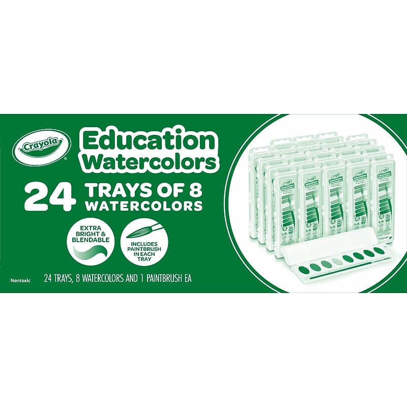 Crayola Watercolor Paint Trays, Assorted Colors, 24 Trays/Box (53-0084) image 1