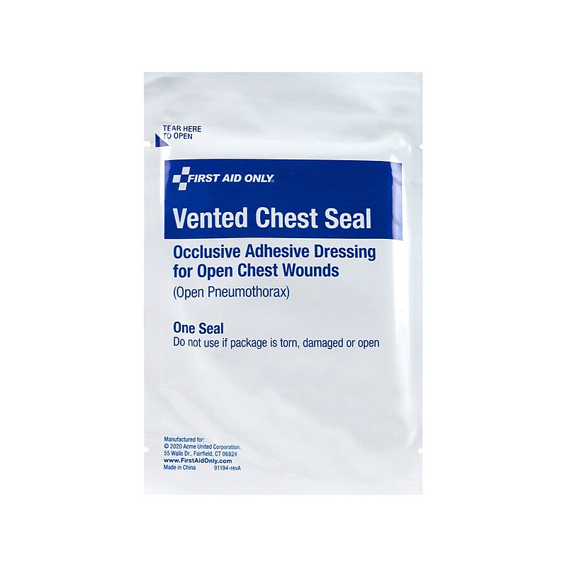 First Aid Only Vented Chest Wound Closure, 10/Pack (91194) image 1