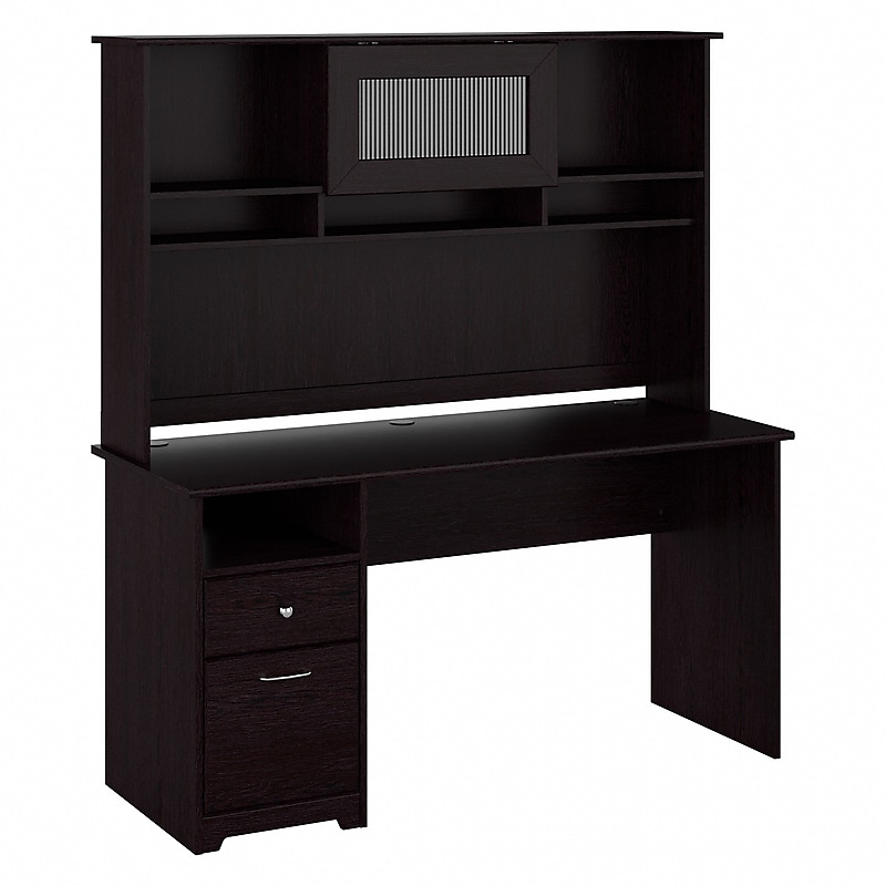 Bush Furniture Cabot 60"W Computer Desk with Hutch, Espresso Oak (CAB042EPO) image 1
