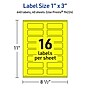 Avery Laser/Inkjet Rectangle Multipurpose Labels, 1" x 3", Neon Yellow, 640/Pack (94224)~#|#~2D1193BE-FC6A-4CDB-B74CB70E6860669D_sc7