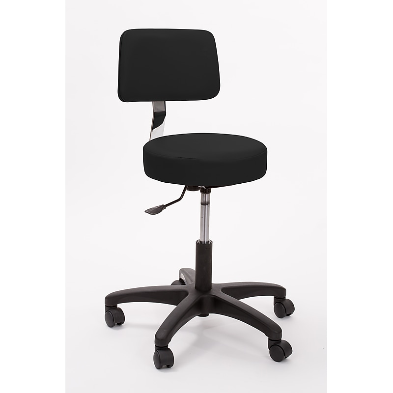 Brandt Industries Armless Vinyl Medical Stool with Backrest (13422 Black) image 1