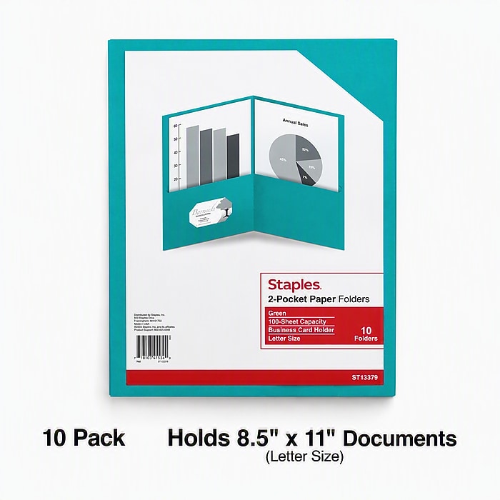 Staples 10% Recycled Smooth 2-Pocket Paper Presentation Folder