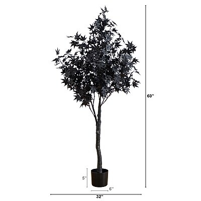 Nearly Natural Pre-Lit Artificial Halloween Black Maple Tree