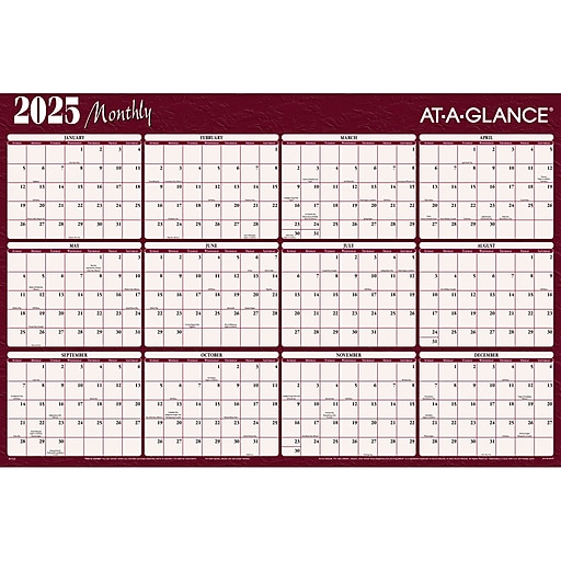 2025 ATAGLANCE 48" x 32" Yearly Dry Erase Wall Calendar, Reversible