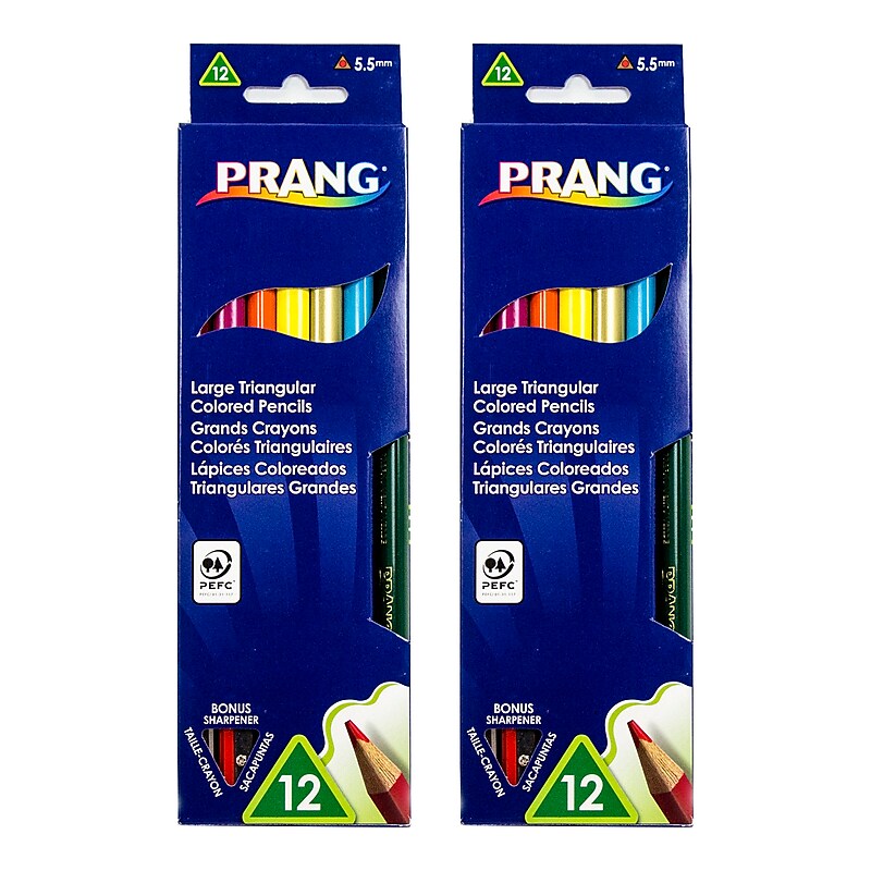 Prang Kid's Triangular Colored Pencils, Assorted Colors, 12/Pack, 2 Packs/Bundle (DIX25120-2) image 1