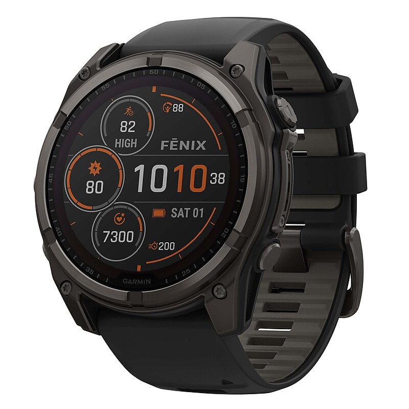 Garmin fenix 8 Multisport Sapphire Solar GPS Smartwatch, Carbon Gray & Black, 51mm (GRM0290710) image 1