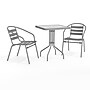 Flash Furniture Lila Glass Top Metal Table with 2 Stack Chairs, 23.75'' Square Silver (TH0731SQ017CBK2)~#|#~2D37E5B9-5289-42BA-94B5134C6B6B39FC_sc7