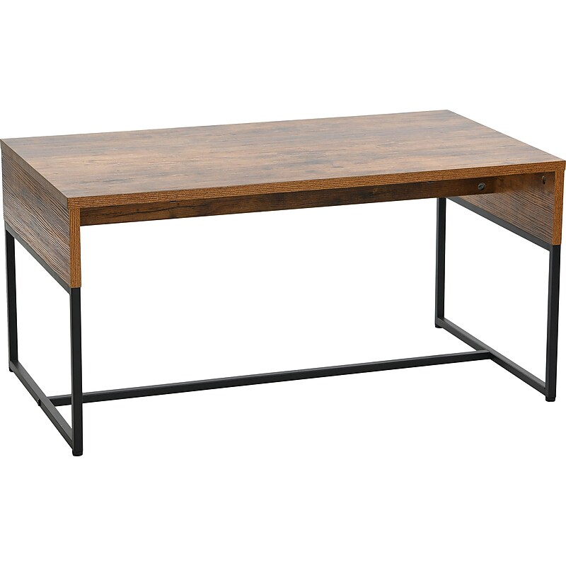 Household Essentials Wrap 35"W x 20"D Laminate Coffee Table, Hickory/Black (8272-1) image 1