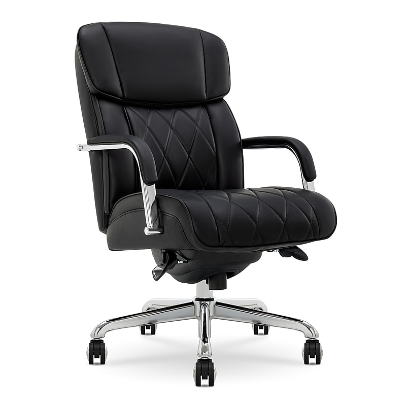 La-Z-Boy Symphony Ergonomic Bonded Leather Swivel Executive Chair, Black and Chrome (CCHR10013D) image 1
