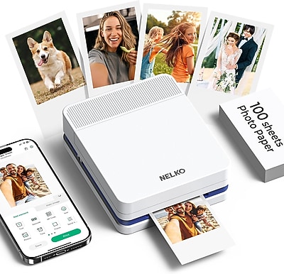 NELKO Inkjet Portable Bluetooth Photo Printer with 100 Sheets Photo Paper (US-PP03WHPU-PA100S) Sansujyuku sansujyuku.com