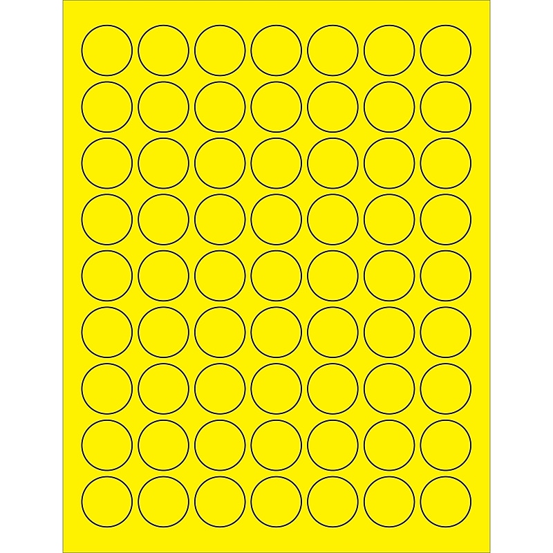 Tape Logic Circle Laser Labels, 1", Fluorescent Yellow, 6300/Case (LL191YE) image 1