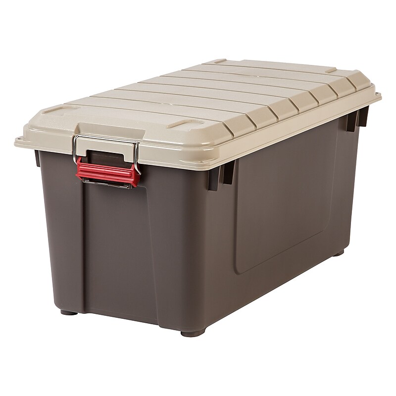 Iris Stor-It-All 82 Quart Storage Container with Buckle Lid, Plastic, Brown (585128) image 1