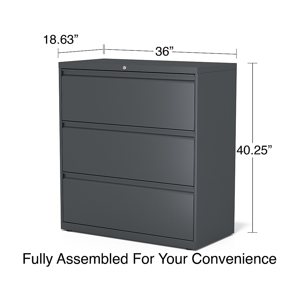Dimensions of 3-drawer cabinet: 18.63" depth, 36" width, 40.25" height