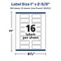 Avery Laser/Inkjet Rectangle Waterproof Multipurpose Labels, 2.625"  x 1", White, 160/Pack (94201)~#|#~2D665263-E3AD-4A42-A70C953C398670E9_sc7