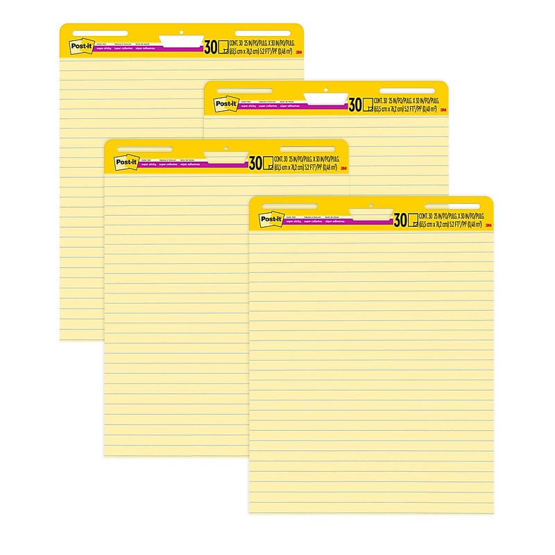 Post-it Super Sticky Easel Pad, 25" x 30", Lined, 30 Sheets/Pad, 4 Pads/Pack (561VAD4PK) image 1