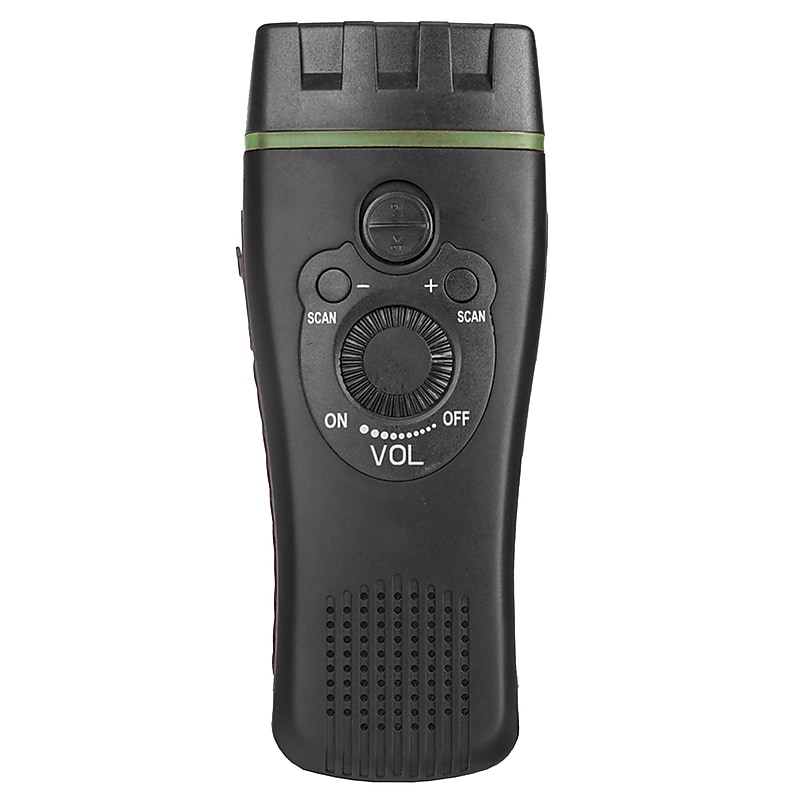 QFX Wireless Portable Rechargeable Emergency FM Radio with Built-in LED Flashlight, Black (R-10C) image 1