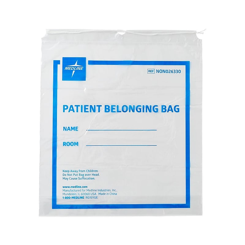 Medline Patient Belongings Bag with Drawstring, 25/Pack (NON026330Z) image 1