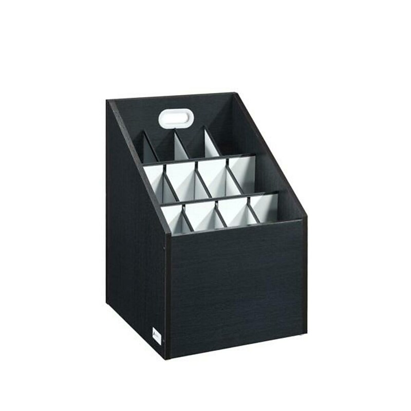 AdirOffice 12-Slot Roll File, 22.24"H x 15.55"W x 15.55"D, Black (ADI627-WBLK) image 1