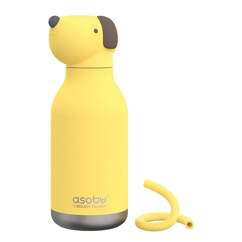 ASOBU Bestie Bottle Dog Stainless Steel Vacuum Insulated Water Bottle, 16 oz., Yellow (ADNASBV44DO) image 1