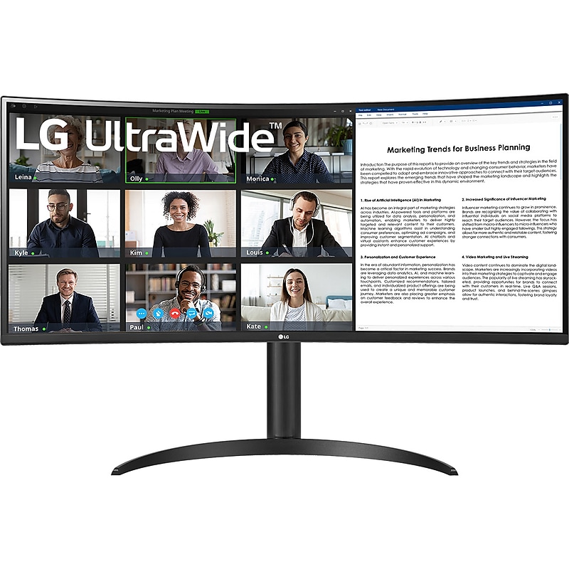 LG UltraWide 34" Curved 100 Hz LCD Monitor, Black (34BR55QC-B) image 1