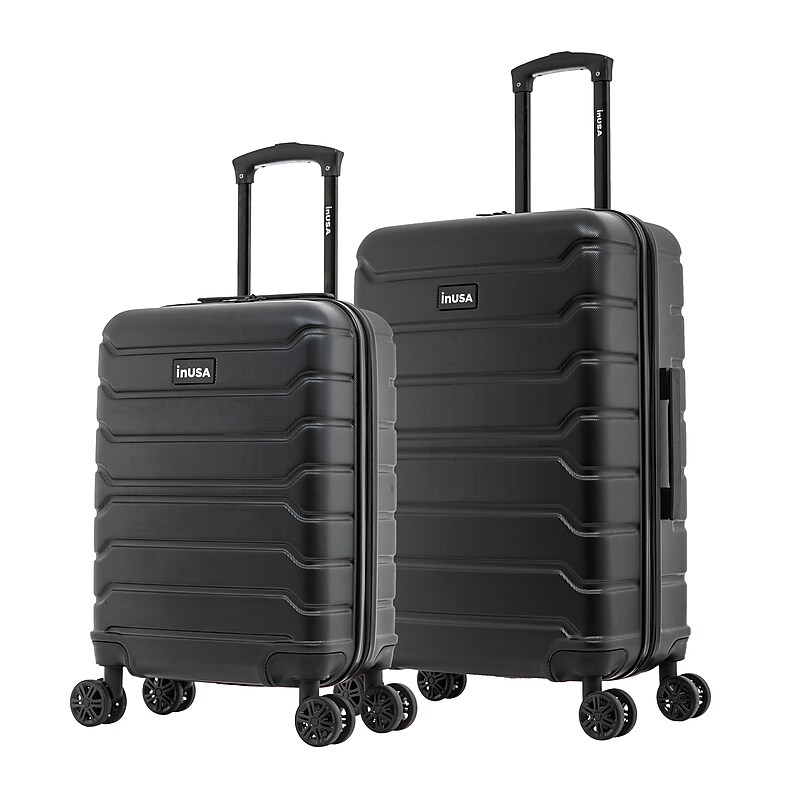 InUSA Trend 2-Piece Hardside Spinner Luggage Set, TSA Checkpoint Friendly, Black (IUTRE0SM-BLK) image 1