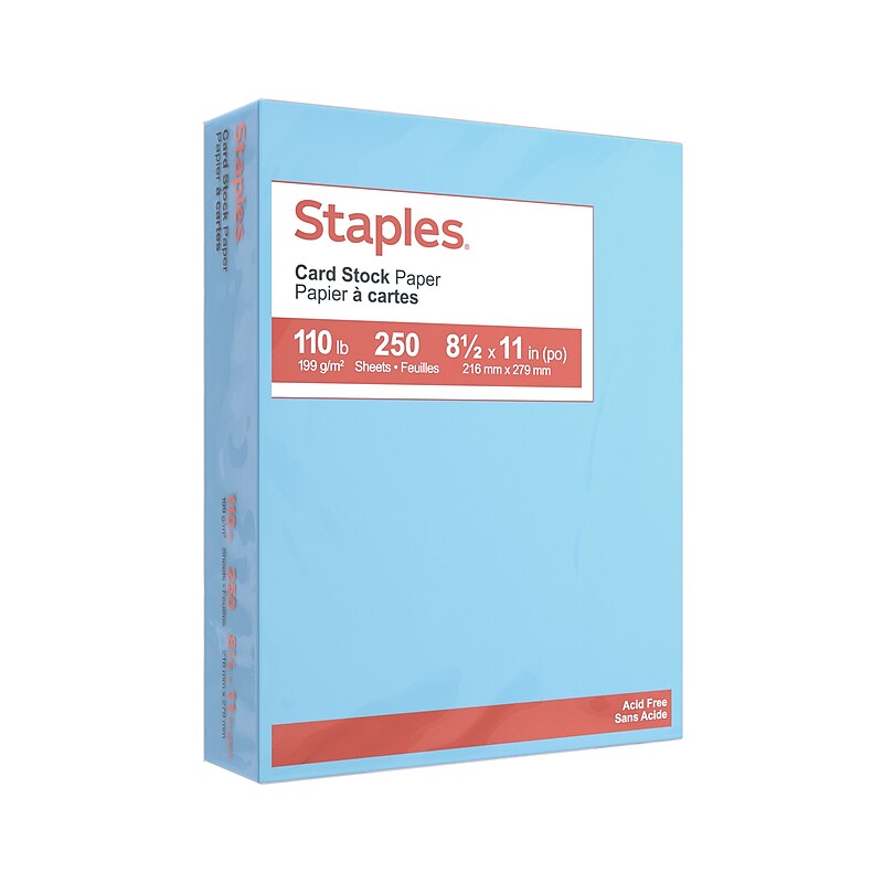 Staples 110 lb. Cardstock Paper, 8.5" x 11", Blue, 250 Sheets/Ream (49702) image 1