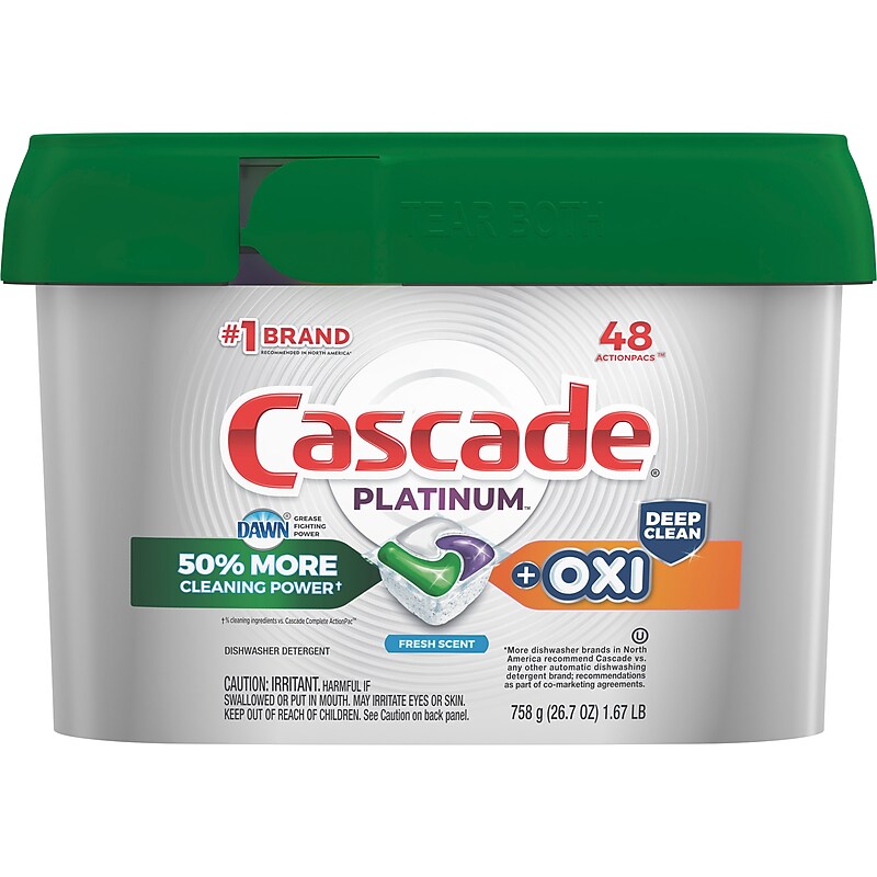 Cascade Platinum ActionPacs  Oxi Dishwashing Detergent Pods Fresh Scent 48 PodsBox 3700027425
