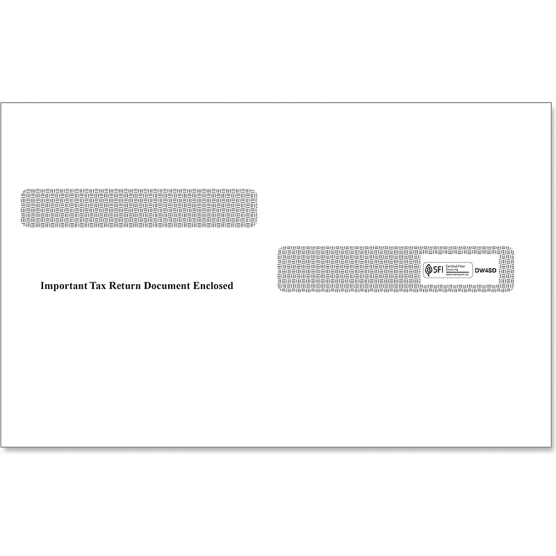 ComplyRight Moistenable Glue Double-Window Envelope, 5.63" x 9", White/Black, 100/Pack (DW4SD) image 1