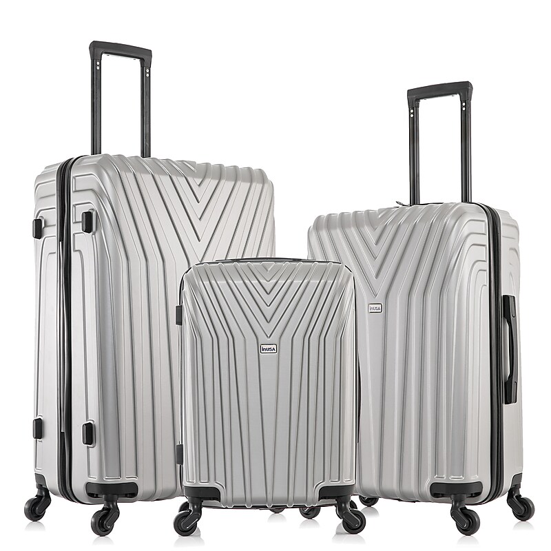 InUSA Vasty 3-Piece Hardside Spinner Carry-On Luggage Set, TSA Checkpoint Friendly, Gray (IUVASSML-GRE) image 1