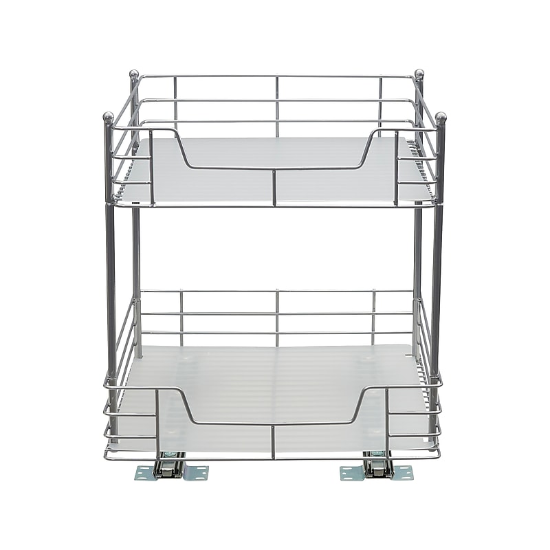 Household Essentials Glidez Steel 2-Tier Storage Organizer, Silver (25314-1) image 1