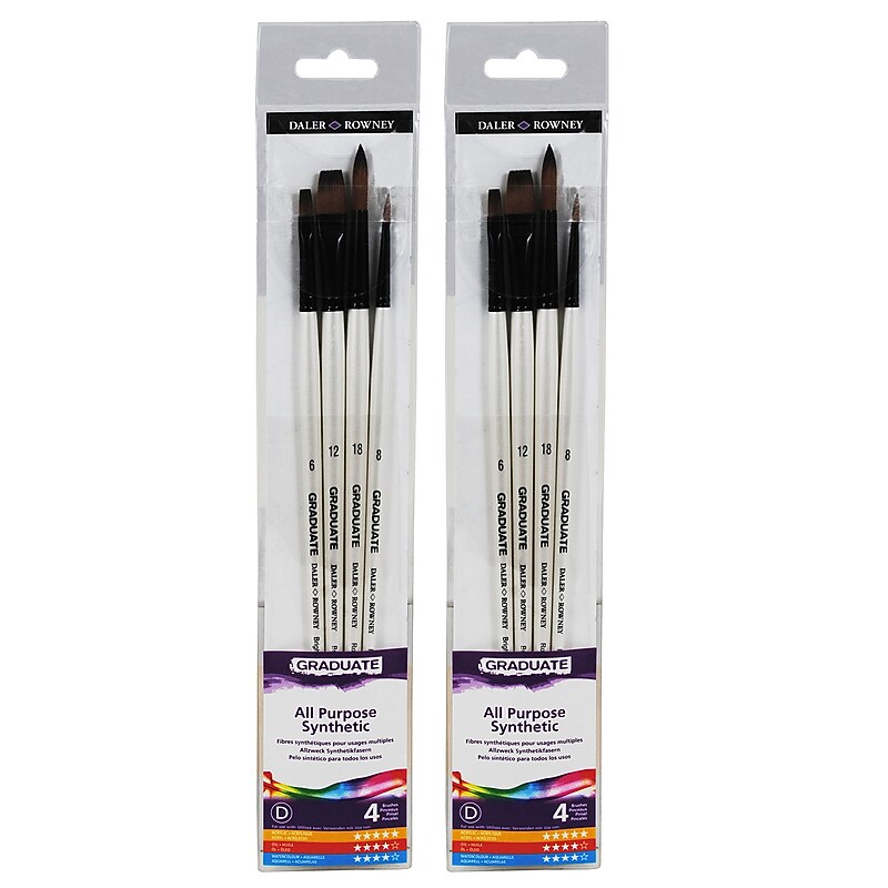 Daler-Rowney Graduate Synthetic All Purpose Brushes, 4/Set, 2 Sets/Bundle (DRWD212541001-2) image 1