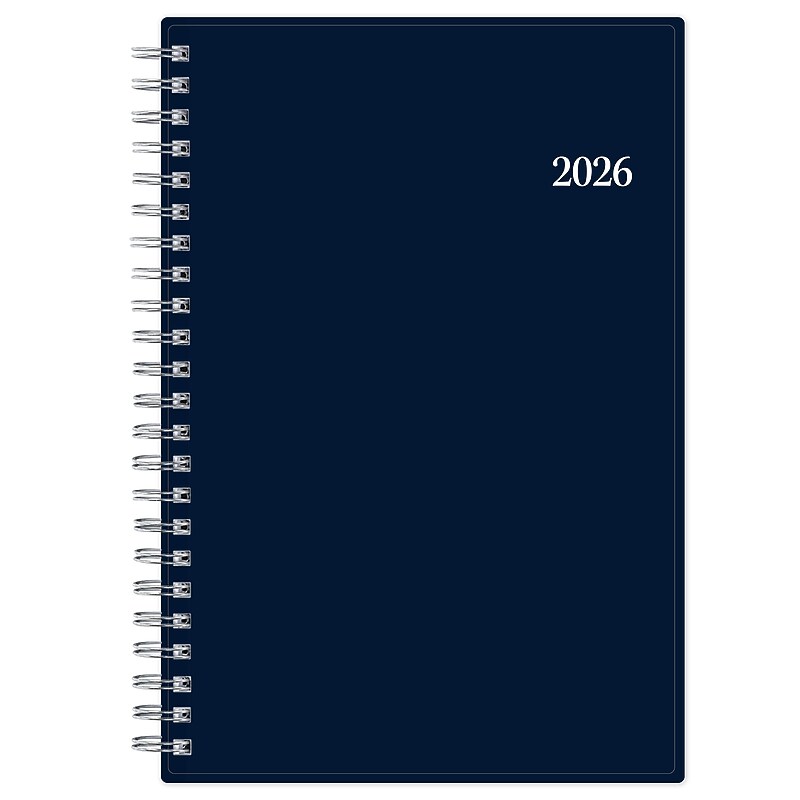 Planning Calendar BS Passages/Solid Navy PP 5x8 RY26 Wkly/Mthly Safety Wirebound - image 1