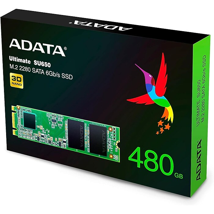 ADATA Ultimate SU650 480GB M.2 SATA Solid State Drive, 3D NAND