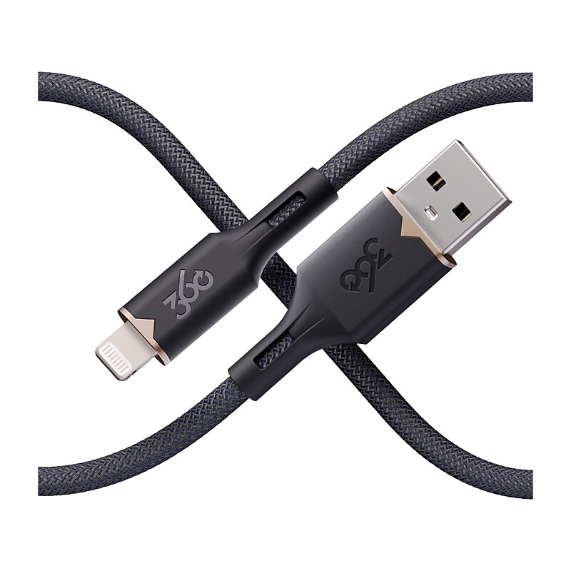 360 Electrical Fluid Lightning to USB-A Charging Cable, 5 ft., Granite (3E0794-GRG8NA) image 1
