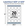 Avery Square Scalloped Laser/Inkjet Multipurpose Labels, 1-5/8" x 1-5/8", White, 1000 Labels/Box (94110)~#|#~2DCADC3D-E008-4462-8ADFE845EAB5C237_sc7