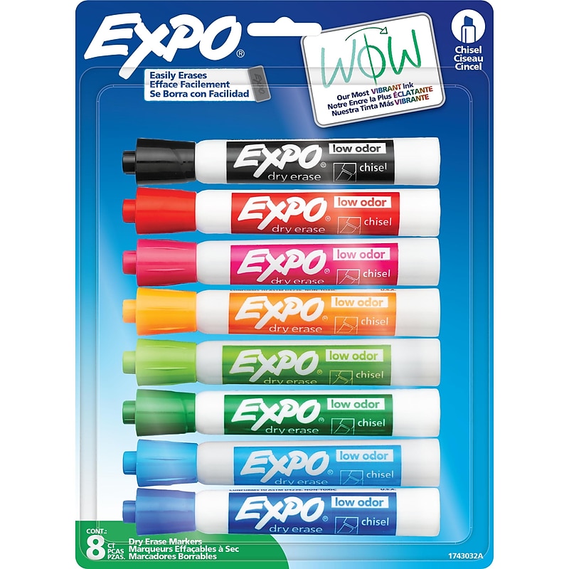Expo Tank Dry Erase Markers, Chisel Tip, Assorted Inks, 8/Pack (1743032) image 1