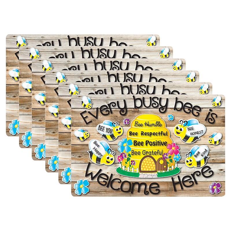 Ashley Productions Smart Poly Non-Skid Computer Mouse Pad, Every Busy Bee is Welcome Here, 6/Pack (ASH12504-6) image 1