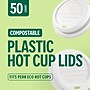 Perk Eco Compostable Plastic Hot Cup Lids, 50 Count Disposable Coffee Cup Lids for 10–16 Oz Paper Hot Cups, White~#|#~2DD73498-DA84-4142-B0C007B9550D3D2F_sc7