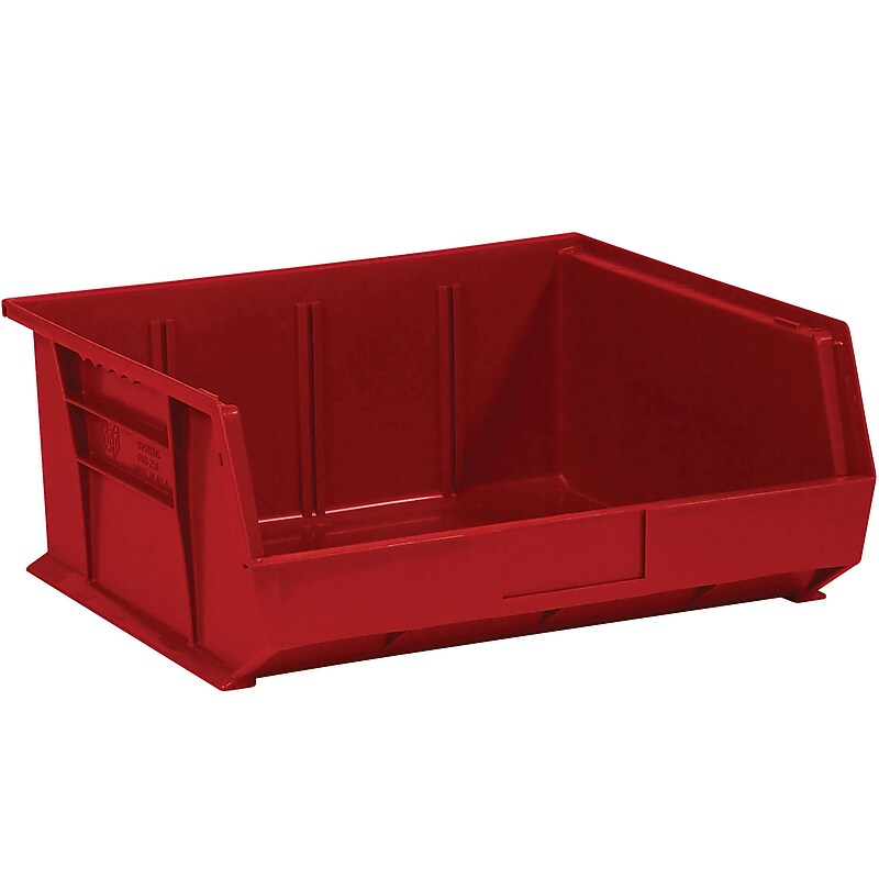 Partners Brand Stack and Hang Large Stackable Plastic Storage Bin, 4.75" x 7"x 16.5", Red, 6/Carton (BINP1516R) image 1