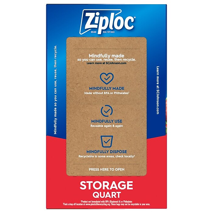Ziploc Medium Storage Bags, 1 Qt., 100/Box (316962) | Staples