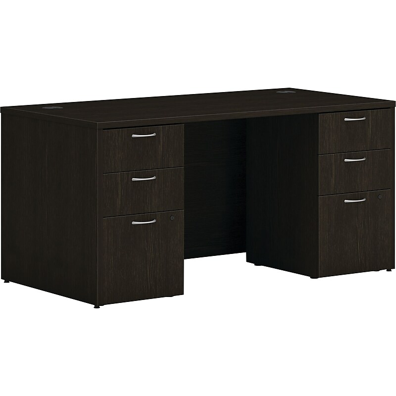 HON Mod 60"W Double-Pedestal Desk, Java Oak (HLPLDS6030BBFJA1) image 1