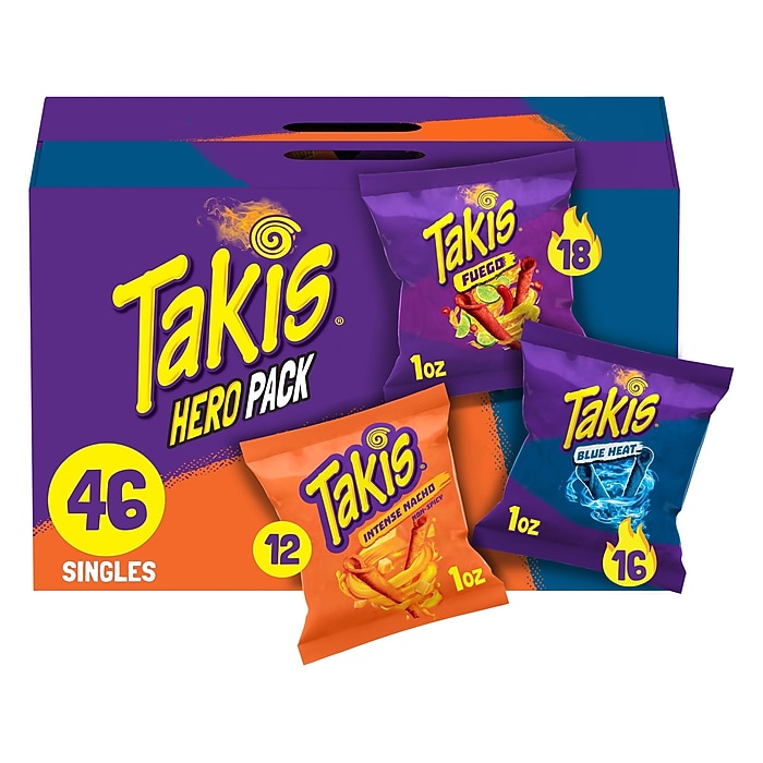 Takis Hero Pack Tortilla Chips, 1 oz., 46 Bags/Case (128642) | Staples