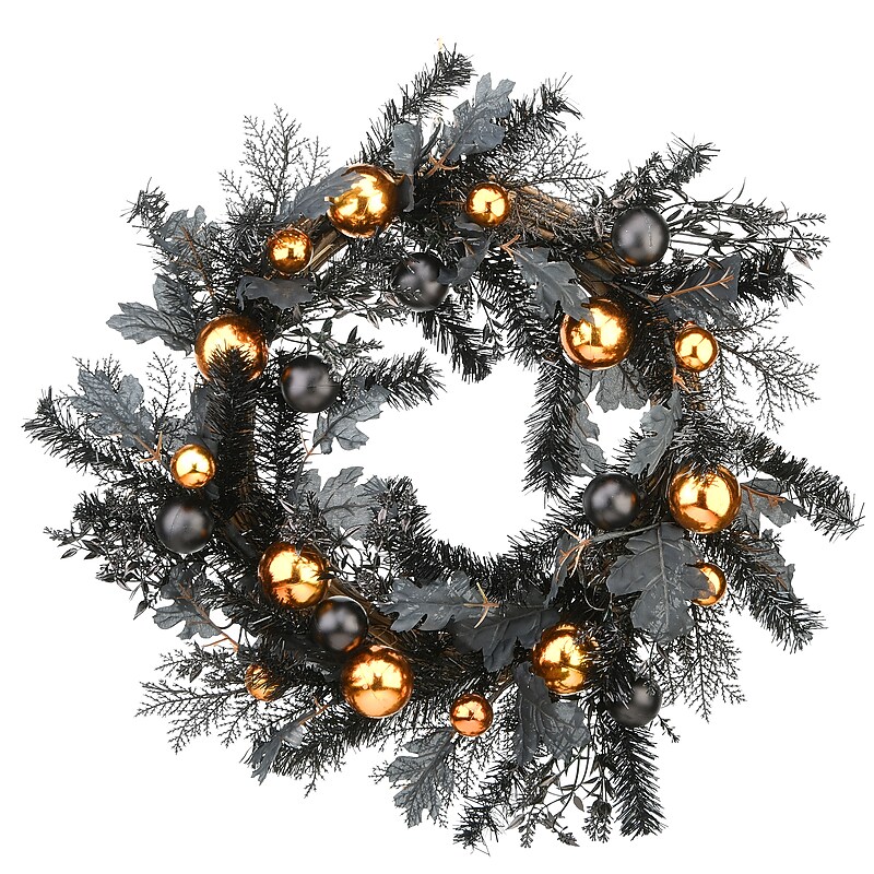 National Tree Company 24" Halloween Wreath with Ball Ornaments (RAH-BW010W-1) image 1