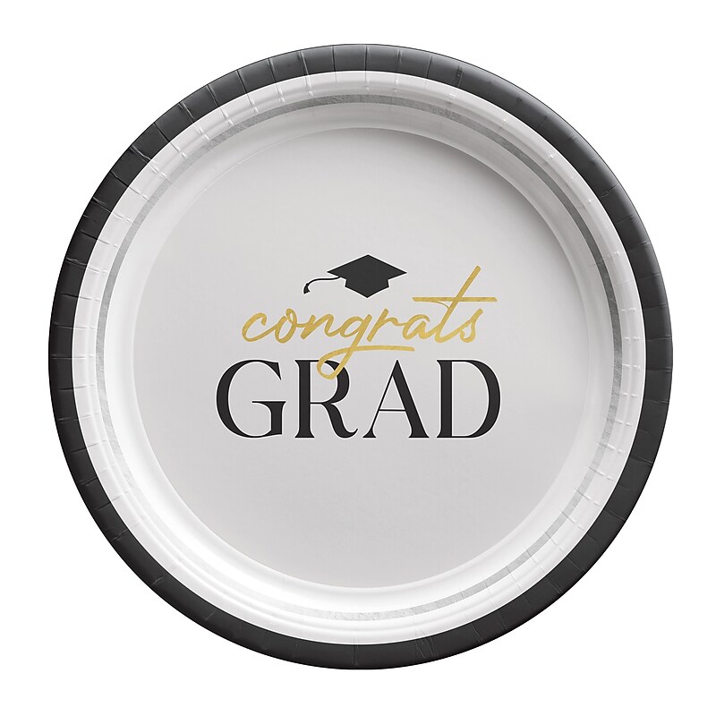 Party City Classic Graduation 9" Paper Plates, Multicolored, 8 Plates/Pack (AM55010020-PC) image 1