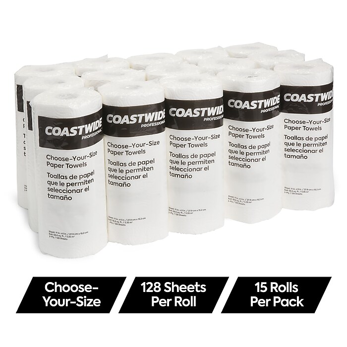 Coastwide Professional Choose-Your-Size Paper Towels, 2-Ply, White