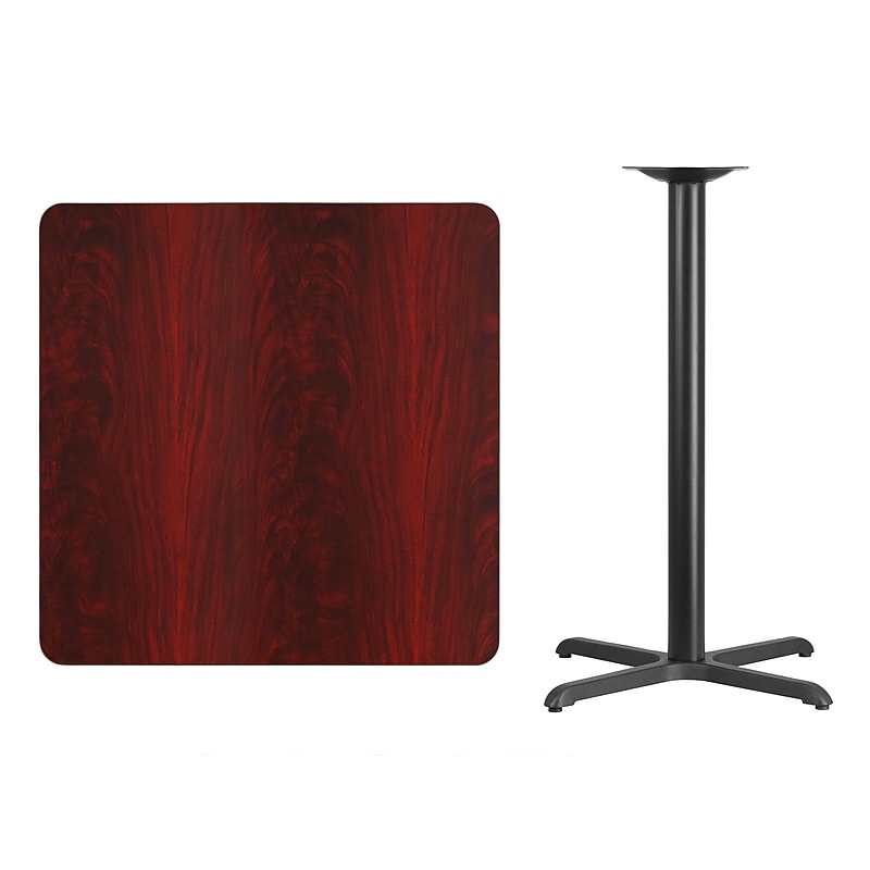 Flash Furniture Square Laminate Table Top with 30''x 30'' Bar-Height Table Base, 36" x 36", Mahogany (XUMA3636T3030B) image 1