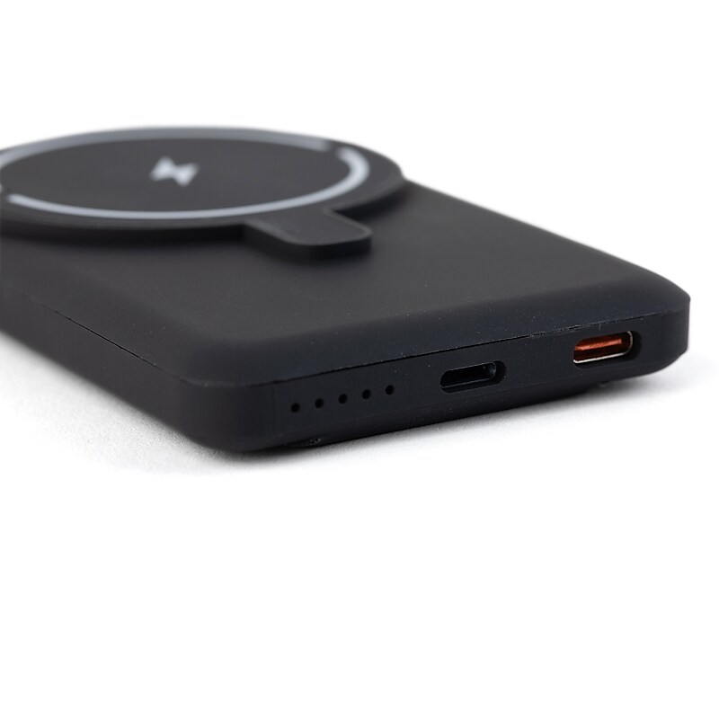 OTM Essentials Magnetic Wireless USB-A/USB-C Charger with Stand for Smartphones/Tablets, Black (OB-SMSPB2) image 1